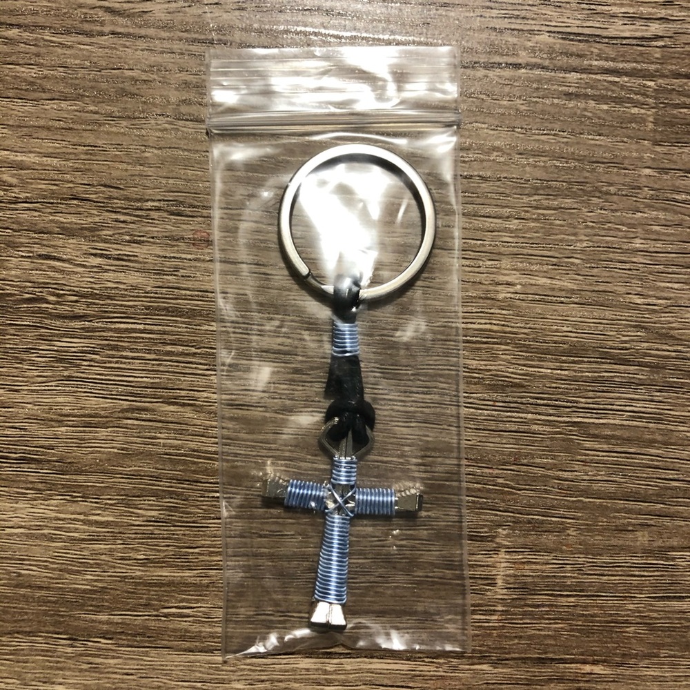 Horseshoe Nail Cross Keychain